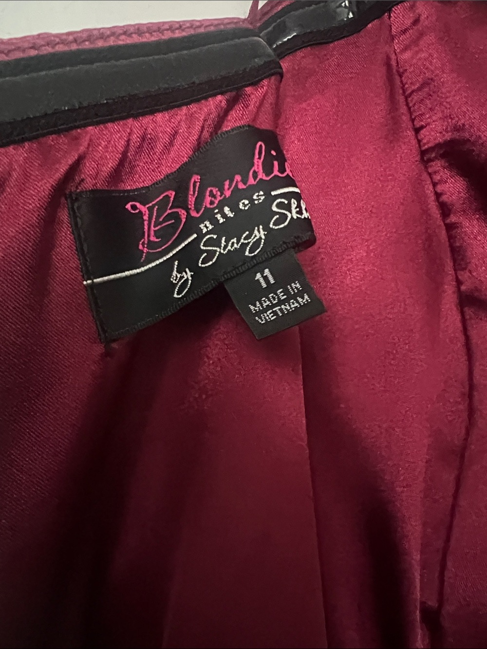 Blondie Nites Wine Red Satin Backless Maxi Dress - Picture 5 of 6